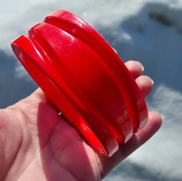 Vintage Bakelite Red Style Cuff Bracelet - Picture 9 of 10